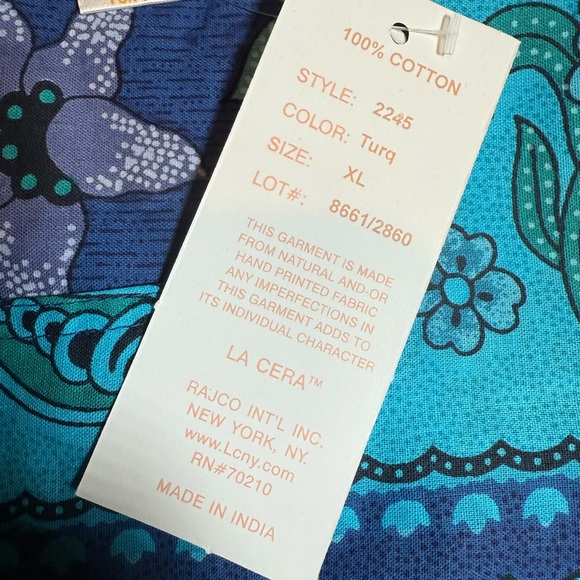 LA CERA Dress Womens Large Blue Boho Floral Print Midi Cottagecore NWT - Picture 9 of 16